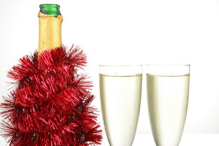 champagne, bottle and glassesの写真素材