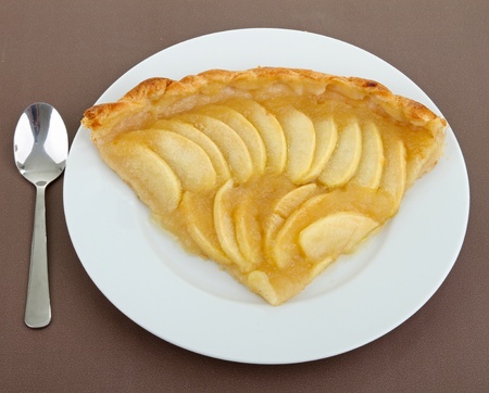 plate of slice of apple tartの写真素材