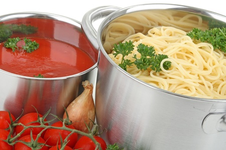 spaghetti and tomato sauceの写真素材