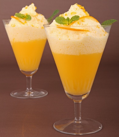 orange mousse , glass of dessertの写真素材