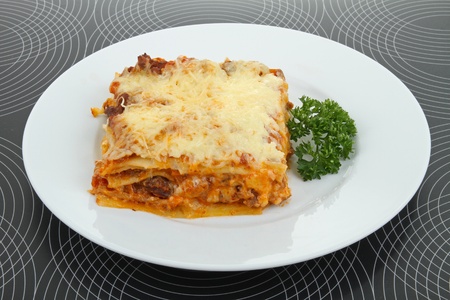 plate of lasagnaの写真素材