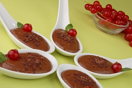 spoon of chocolate mousseの写真素材
