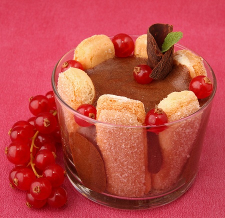 chocolate mousse and currantの写真素材
