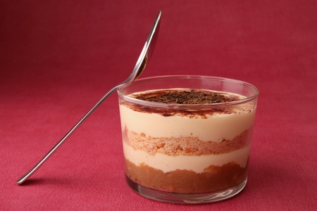 tiramisu and spoonの写真素材