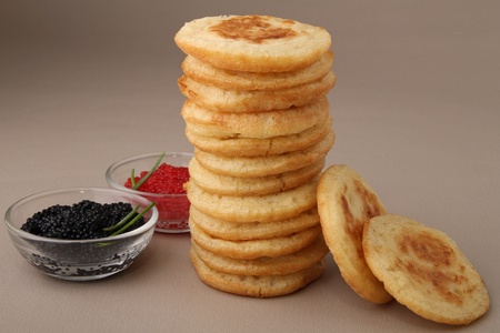 blini and lumpfish caviarの写真素材