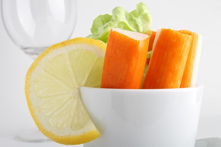 appetizer, surimi and saladの写真素材