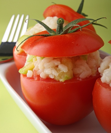 stuffed tomato and riceの写真素材