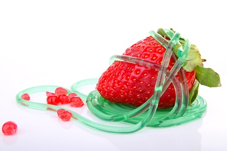 strawberry and molecular foodの写真素材