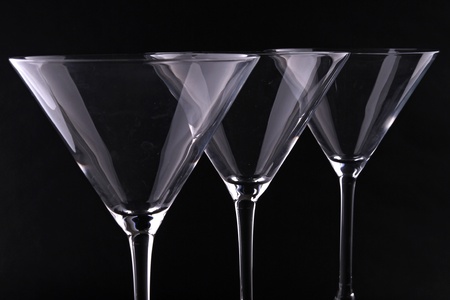 martini glasses on black backgroundの写真素材