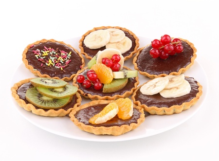 isolated plate of assortment of tartの写真素材