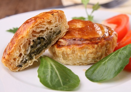 appetizer, spinach baked puff and vegetablesの写真素材