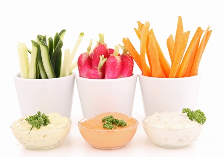 isolated vegetables and dip