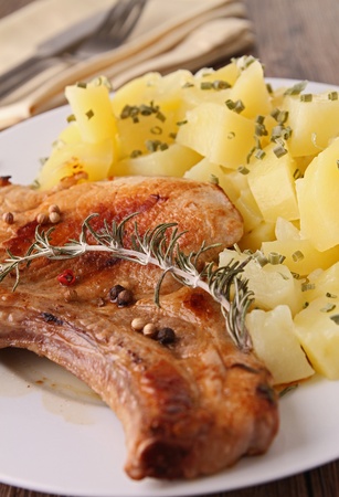 chop pork and potatoの写真素材