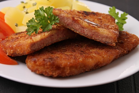 breadedmeat and vegetableの写真素材