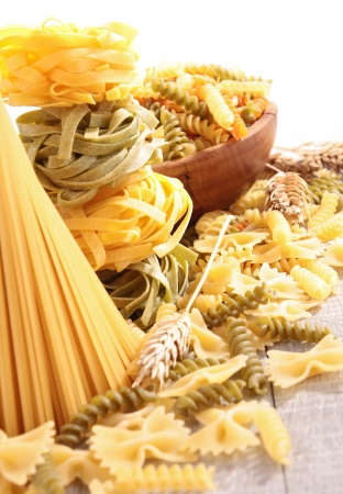 assortment of raw pastaの写真素材