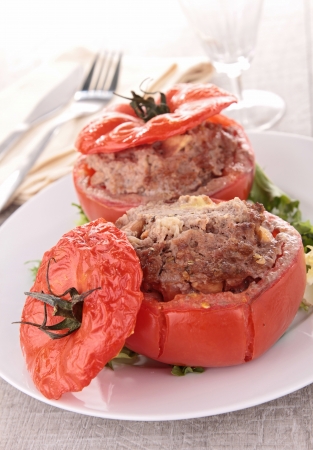 stuffed tomato with beefの写真素材