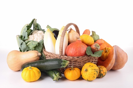 wicker basket with vegetables