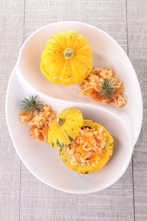 stuffed pumkpin with risottoの写真素材