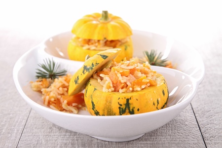 stuffed pumkpin with risottoの写真素材