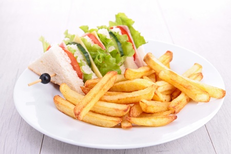 club sandwich and fries