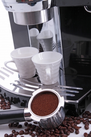 coffee marker with cup and coffee beanの写真素材