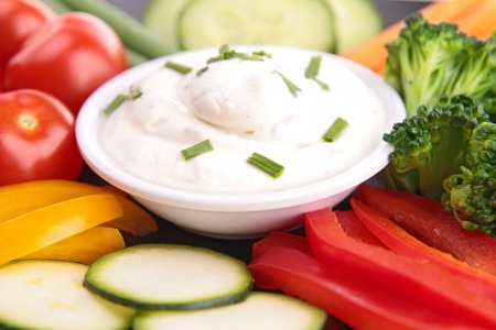 vegetables and dipの写真素材