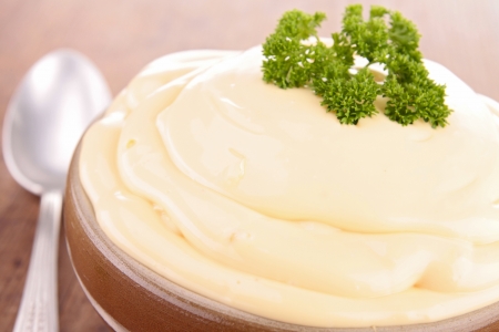 bowl of mayonnaise の写真素材