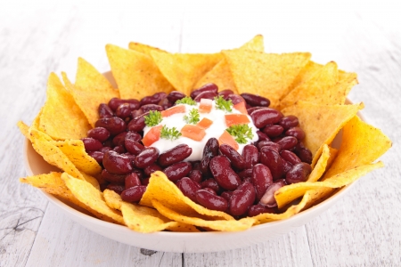 plate of nachosの写真素材