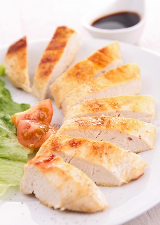 grilled meat with vegetables の写真素材