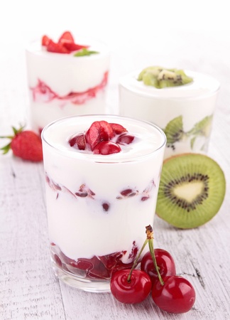 fruits and yogurtの写真素材