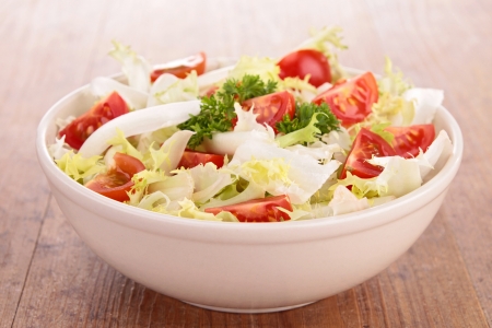 fresh tomato and lettuce saladの写真素材