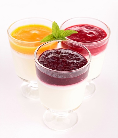 assortment of panna cotta yogurtの写真素材