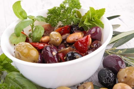 bowl of olivesの写真素材