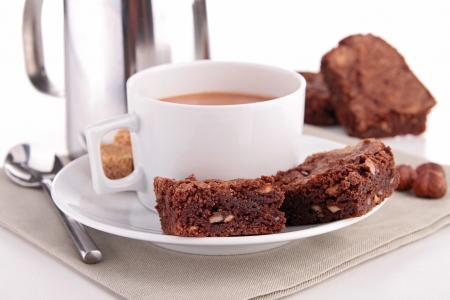 coffee cup and browniesの写真素材