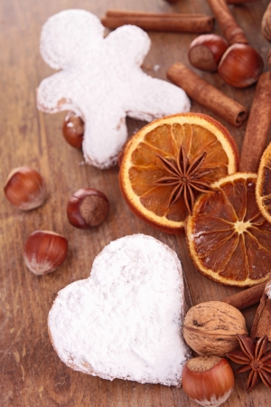 ginergbread with nuts, cinnamon and orangeの写真素材