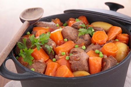 casserole with beef stew and vegetablesの写真素材