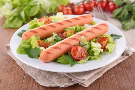 sausage and saladの写真素材
