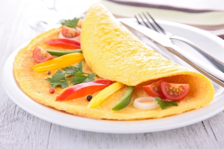 omelette and vegetablesの写真素材
