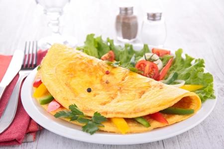 omelette and vegetablesの写真素材