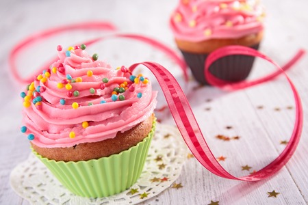 cupcake and ribbonの写真素材