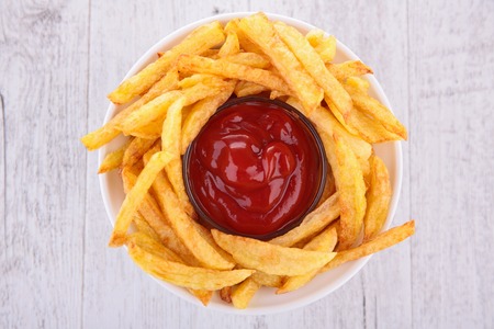 fries and ketchupの写真素材