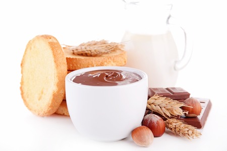 chocolate spread and toastの写真素材