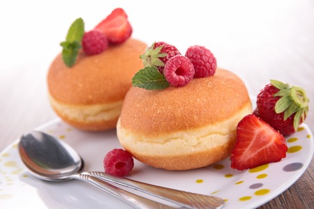 donuts and berriesの写真素材