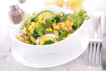 salad with corn and cucumberの写真素材