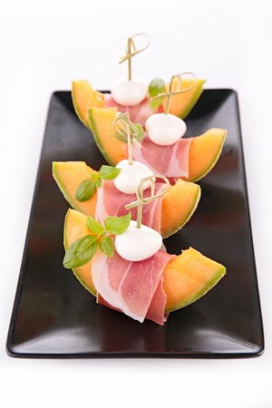 melon, prosciutto and mozzarellaの写真素材