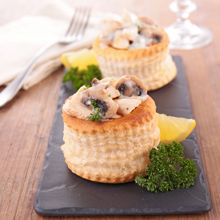puff pastry filling with mushroom and chickenの写真素材