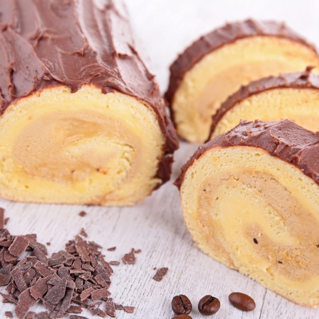 chocolate cake rollの写真素材