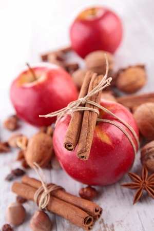 red apple and spicesの写真素材