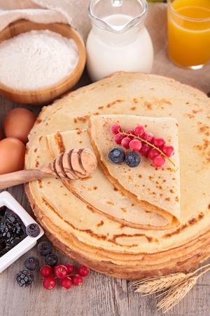 crepe and ingredientsの写真素材
