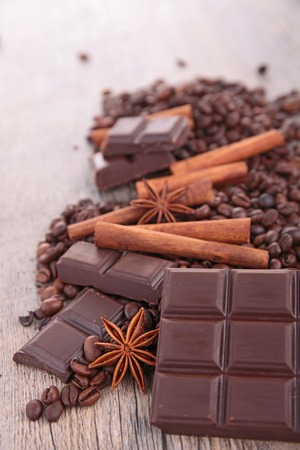 chocolate,coffee bean and ingredientsの写真素材